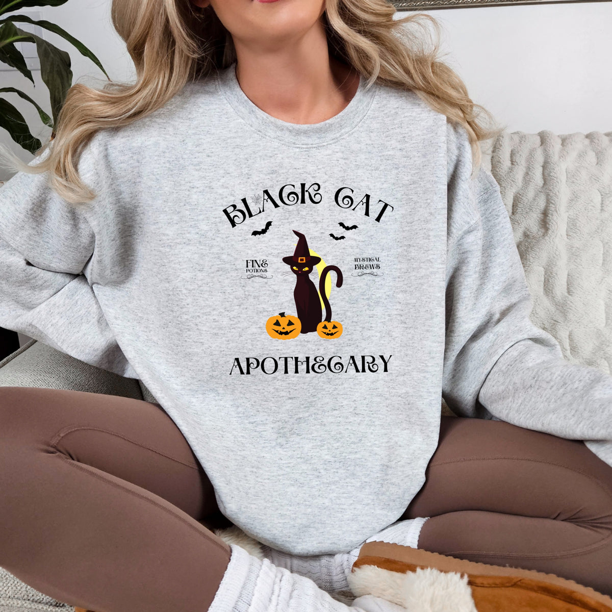 Black Cat Apothecary Halloween - Crewneck Sweatshirt