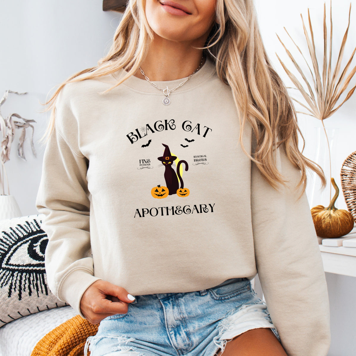 Black Cat Apothecary Halloween - Crewneck Sweatshirt