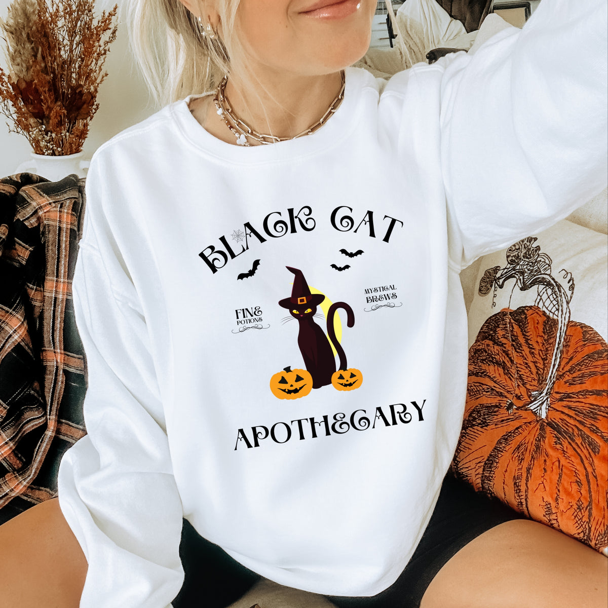 Black Cat Apothecary Halloween - Crewneck Sweatshirt