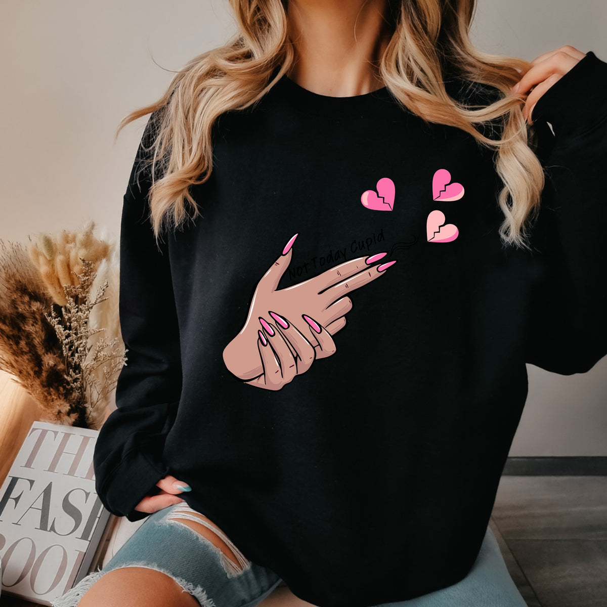 Not Today Cupid - Adult Crewneck Sweatshirt