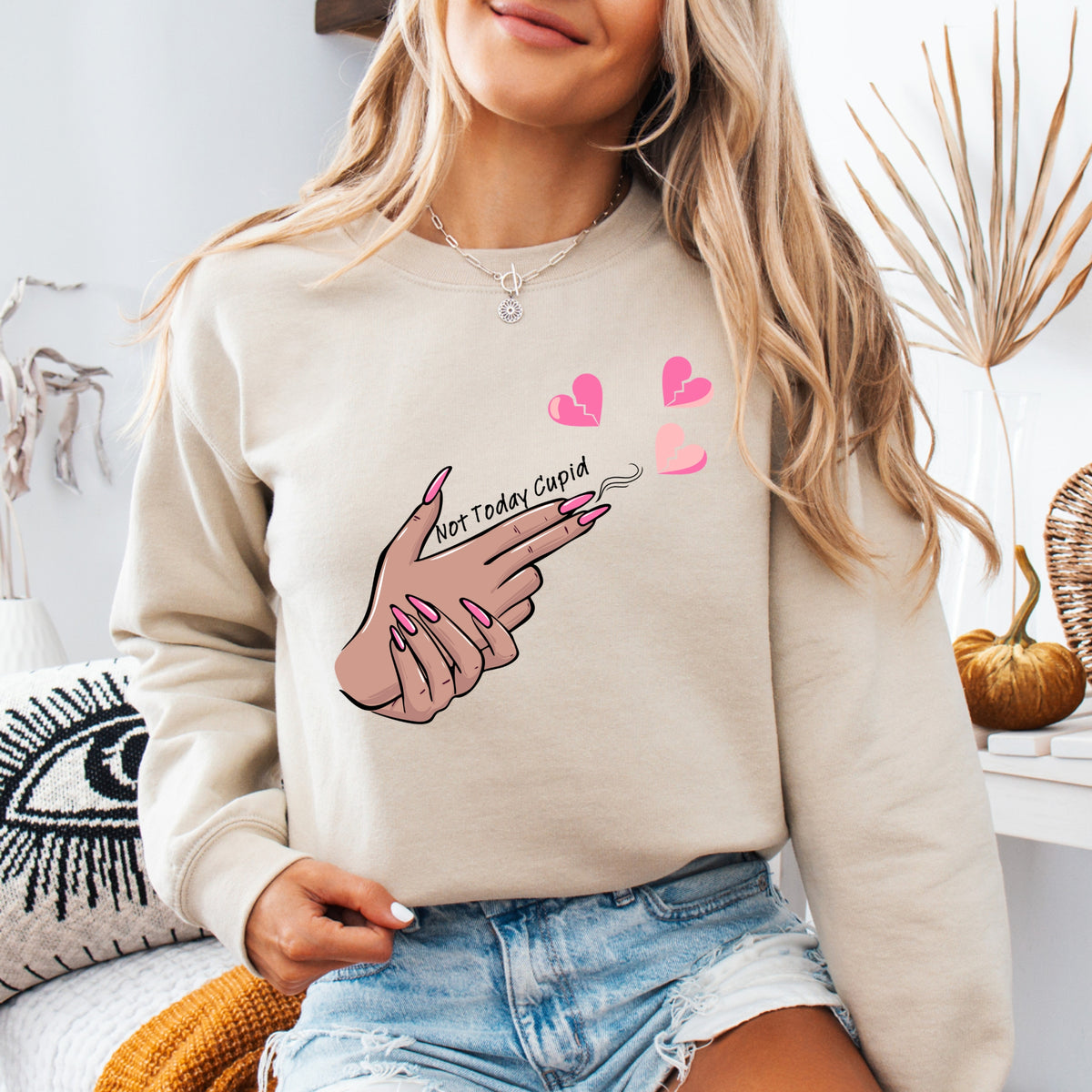 Not Today Cupid - Adult Crewneck Sweatshirt