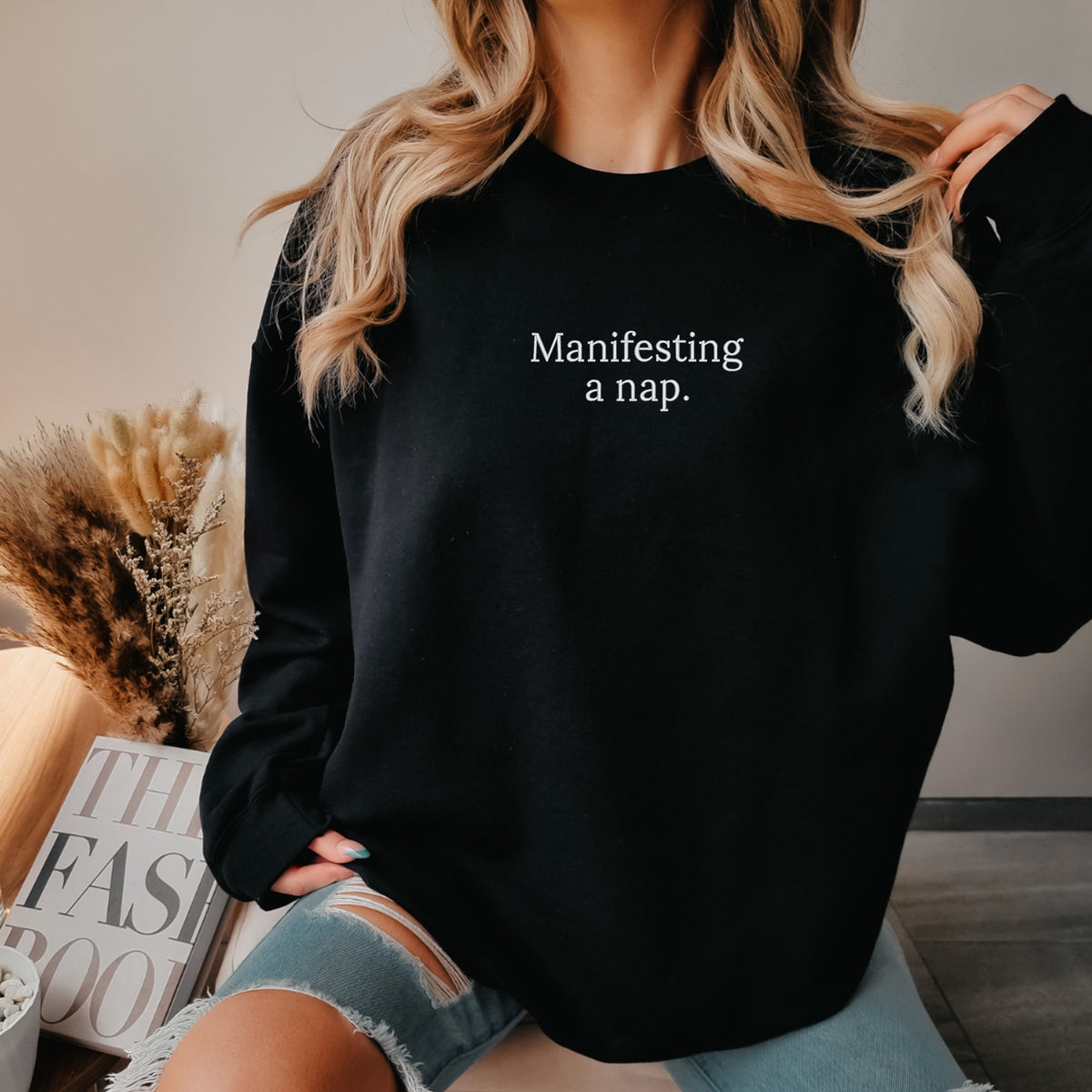 Manifesting a Nap Embroidered - Adult Crewneck Sweatshirt