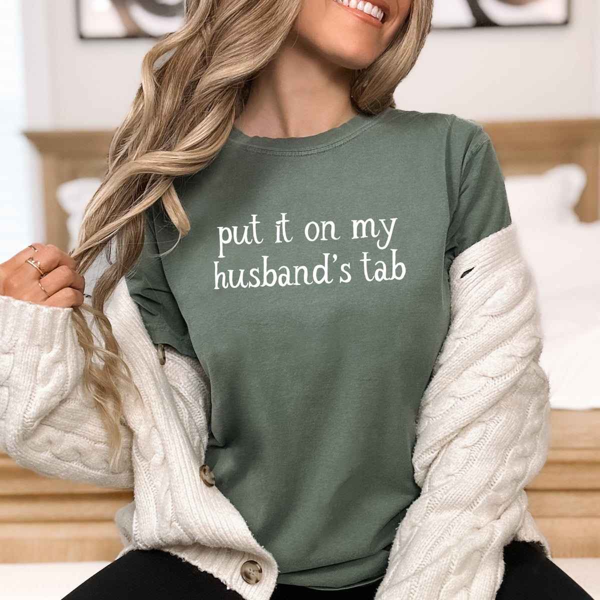 Put It on My Husbands Tab - Adult Comfort Colors T-Shirt