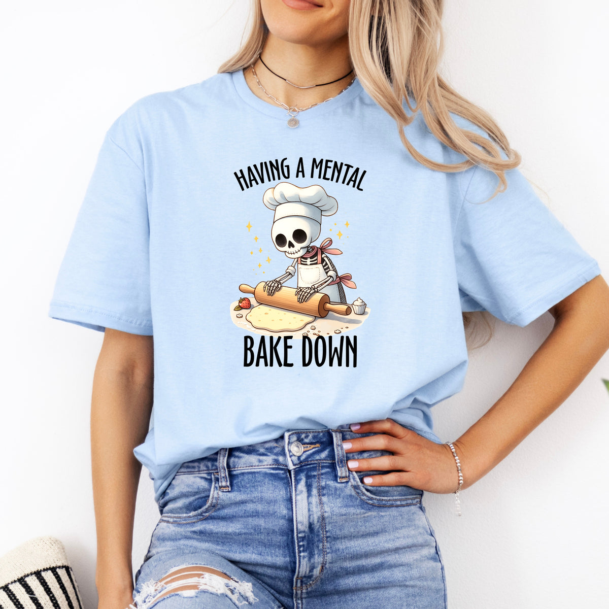 Having a Mental Bakedown Printed Tee - Mental Relatable Quote, Funny Anxiety Shirt, Cute Funny Stress Graphic Tee - Softstyle 100% Cotton T-Shirt – Comfy Unisex Fit, Premium Quality Tee