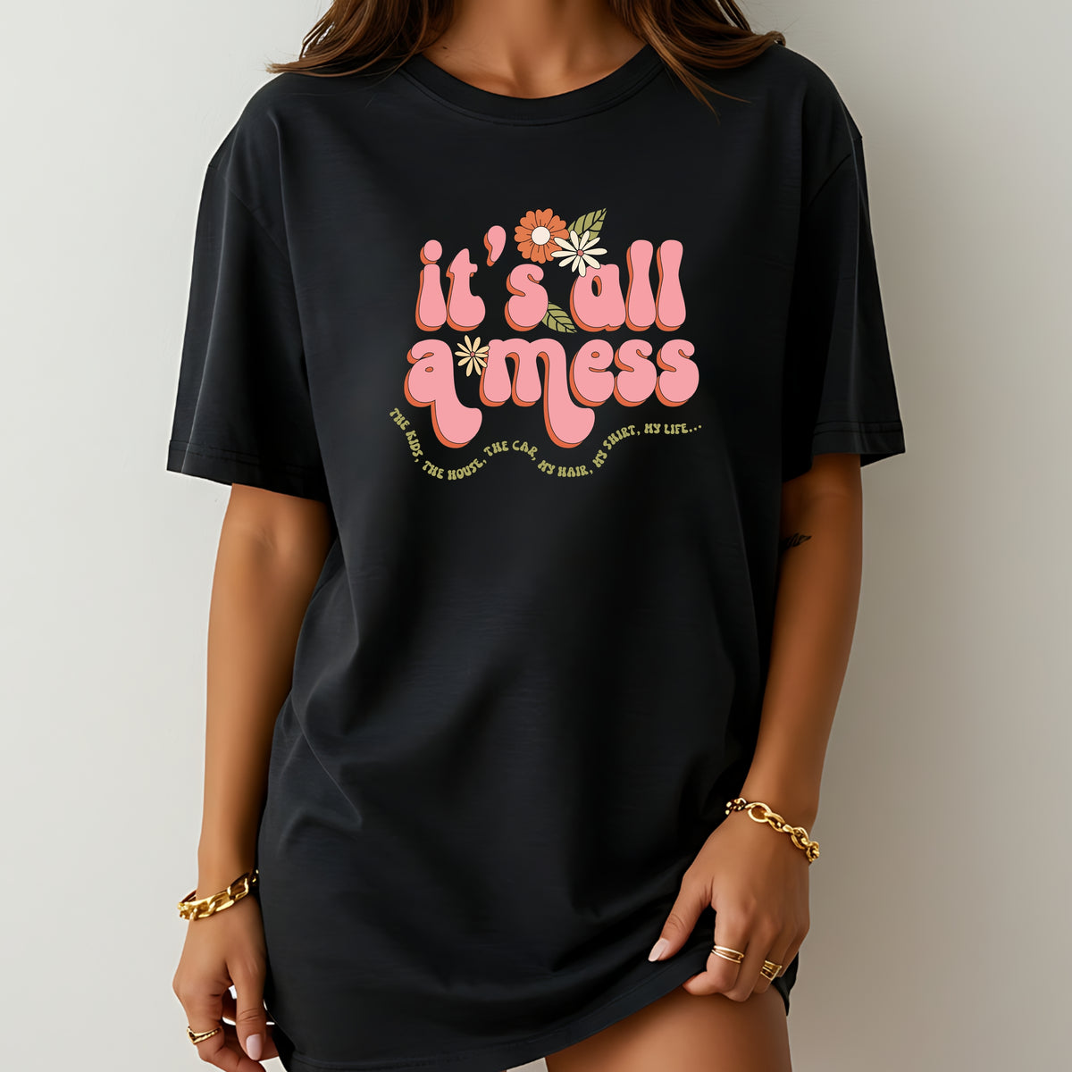 Mom Life It's All A Mess - Adult Softstyle T-Shirt