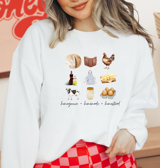 Homegrown, Homemade, Homestead -  Adult Crewneck Sweatshirt