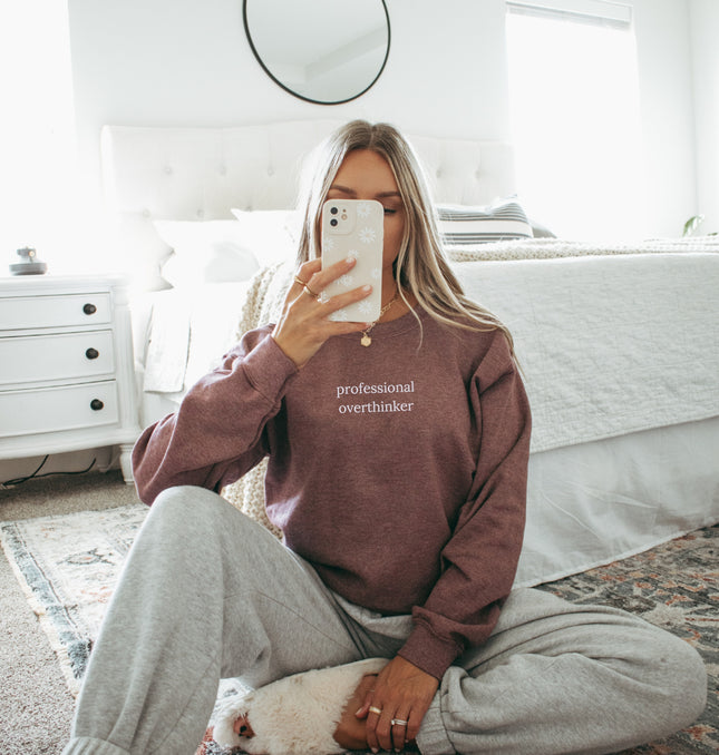 Professional Overthinker Embroidered - Adult Crewneck Sweatshirt