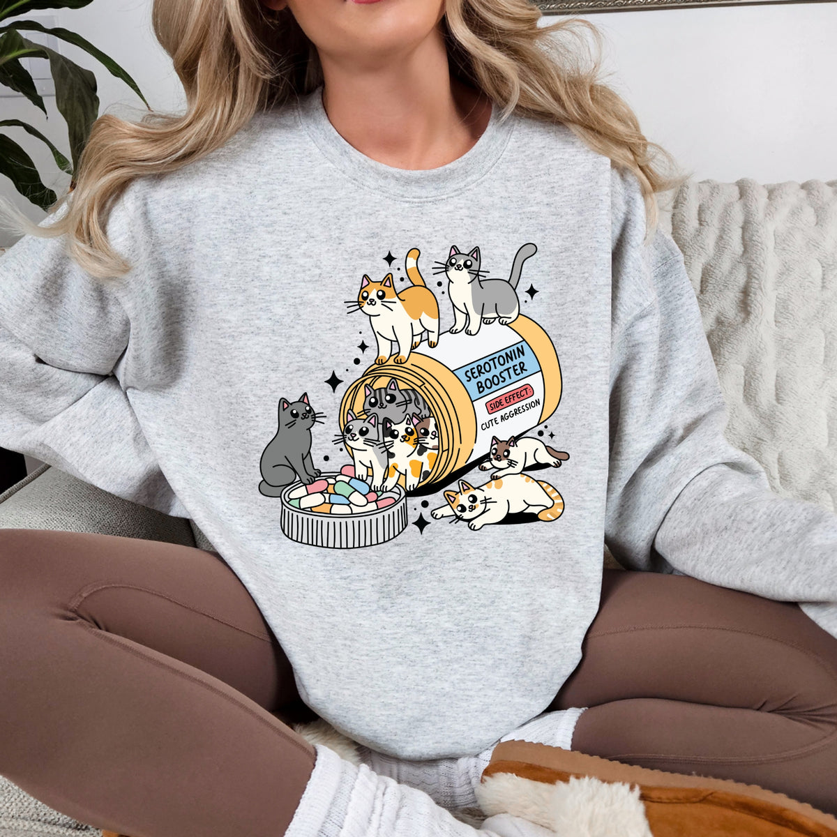 Seratonin Booster Cat - Adult Crewneck Sweatshirt