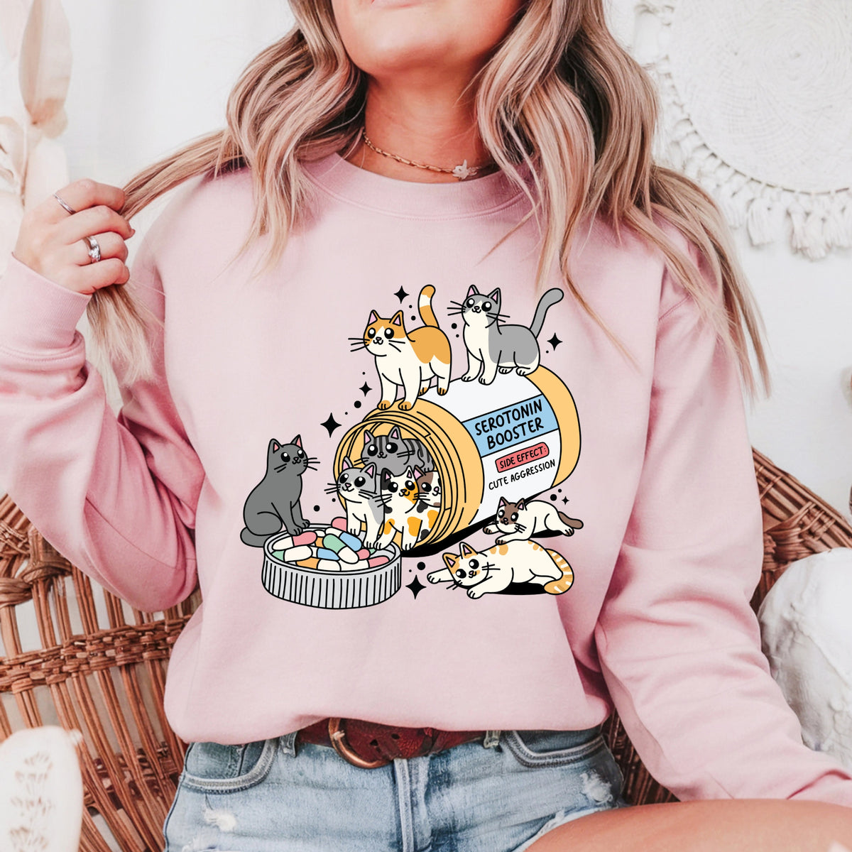 Seratonin Booster Cat - Adult Crewneck Sweatshirt