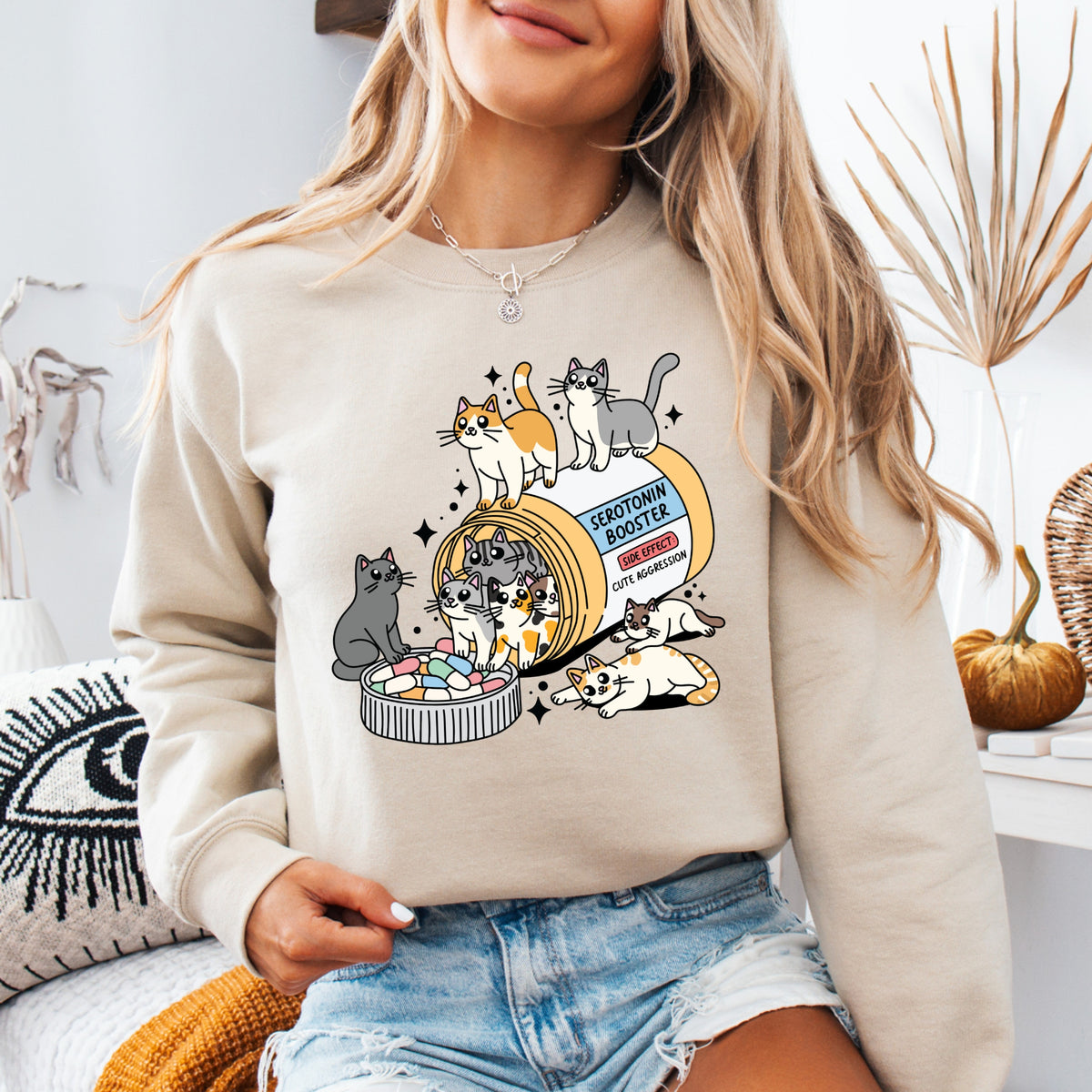 Seratonin Booster Cat - Adult Crewneck Sweatshirt