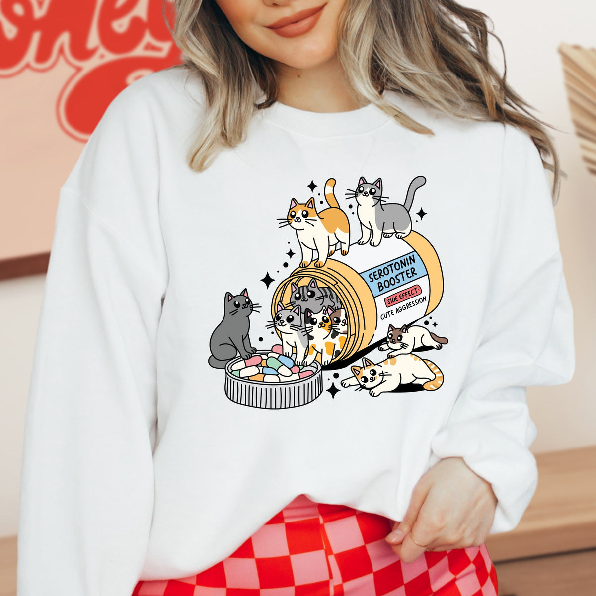 Seratonin Booster Cat - Adult Crewneck Sweatshirt