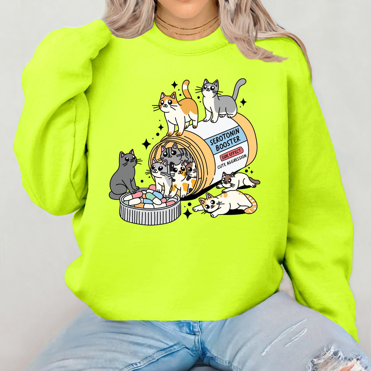 Seratonin Booster Cat - Adult Crewneck Sweatshirt