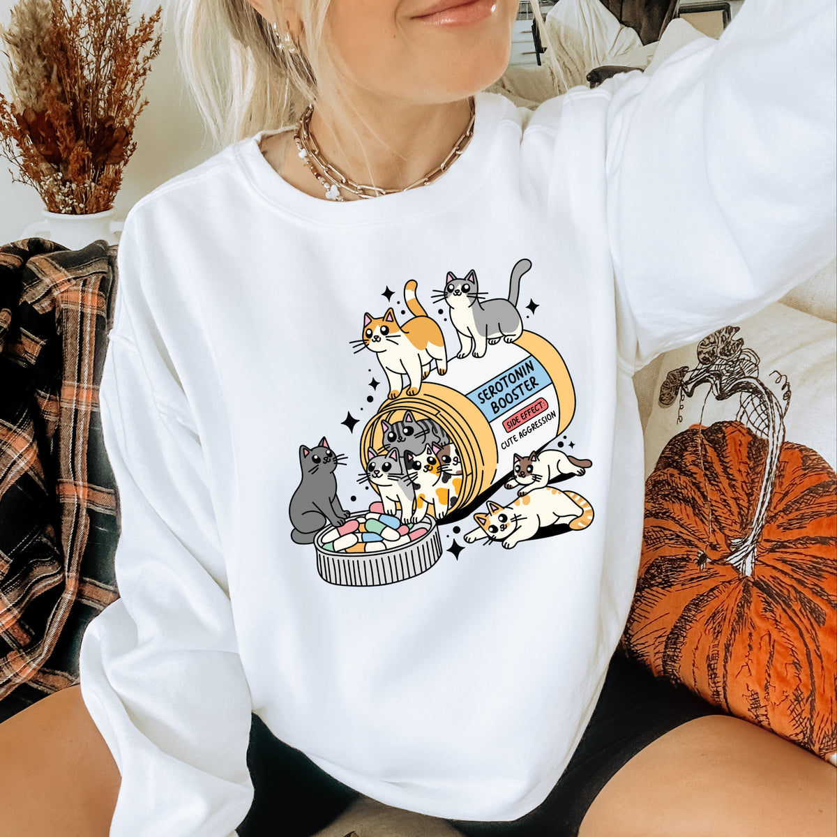Seratonin Booster Cat - Adult Crewneck Sweatshirt