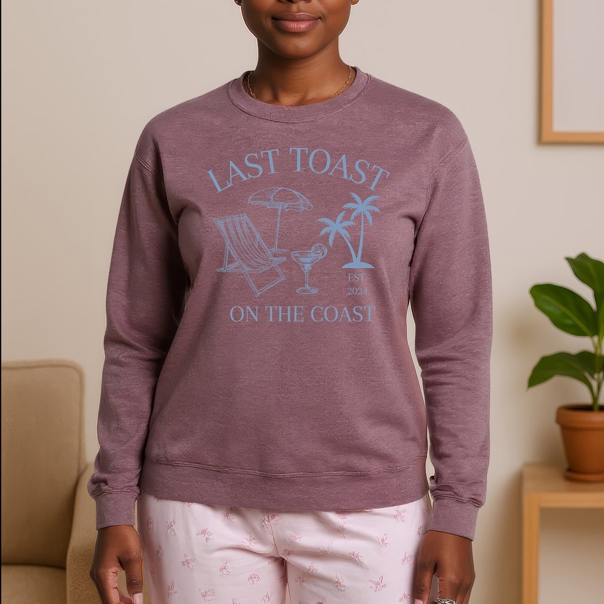 Last Toast On The Coast Printed Crewneck Sweatshirt