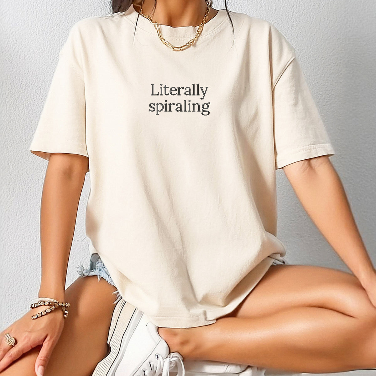 Literally Spiraling Embroidered - Adult Comfort Colors T-Shirt