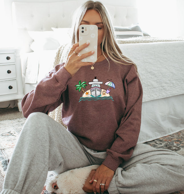 Beach Cruise Scene - Adult Crewneck Sweatshirt