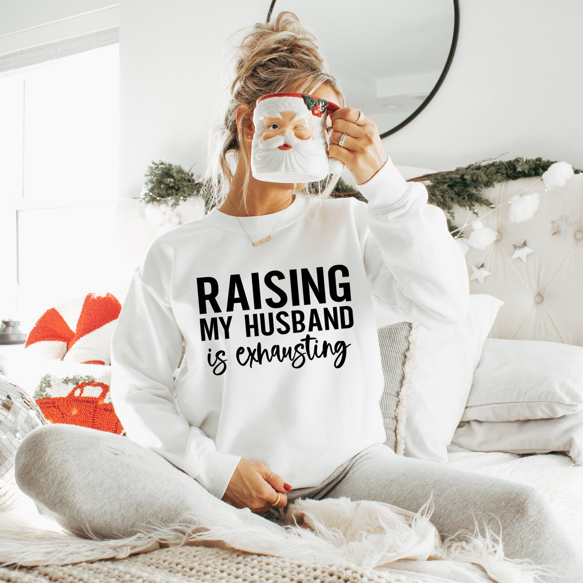 Raising My Husband Is Exhausting - Adult Crewneck Sweatshirt