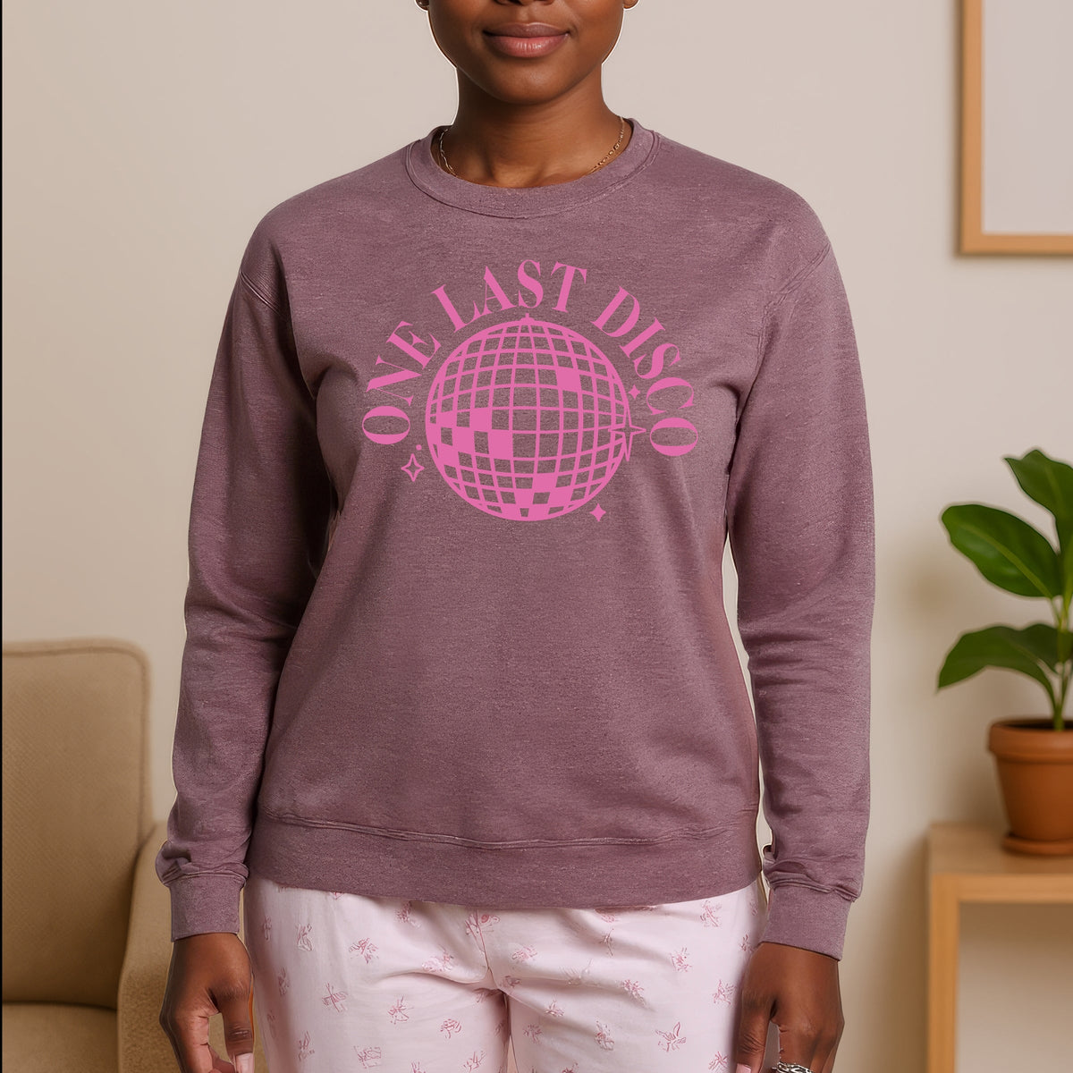 One Last Disco Printed Crewneck Sweatshirt
