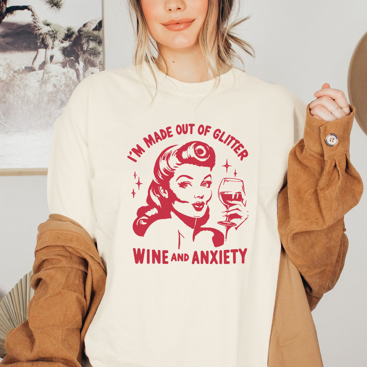 I'm Made out of Glitter, Wine, and Anxiety - Adult Softstyle T-Shirt