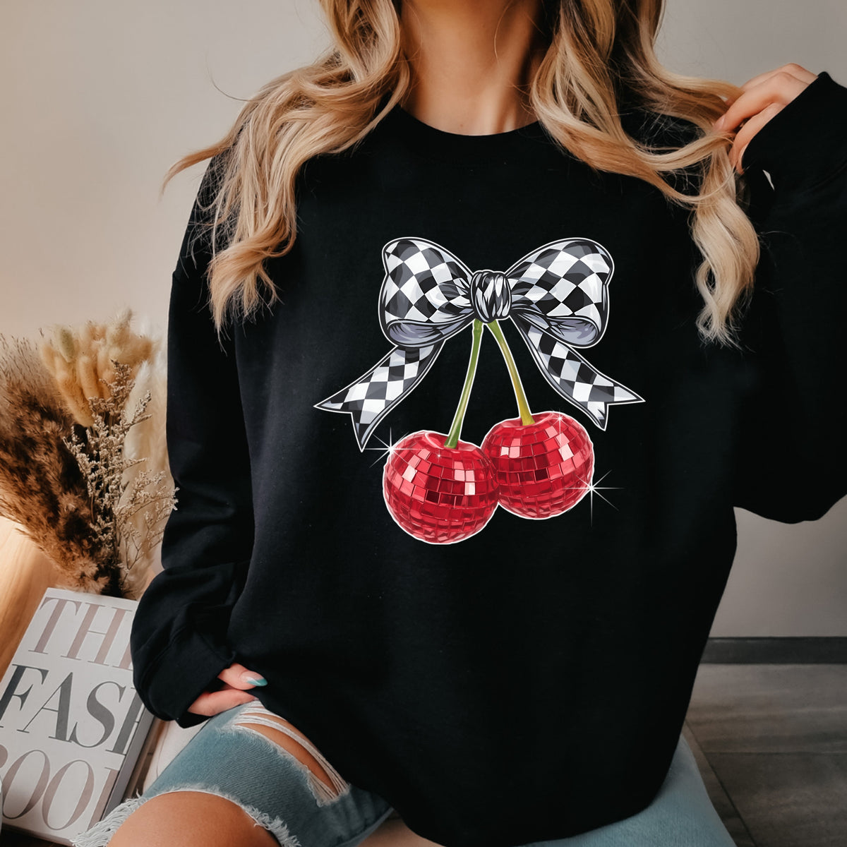 Ribbon Cherry - Adult Crewneck Sweatshirt