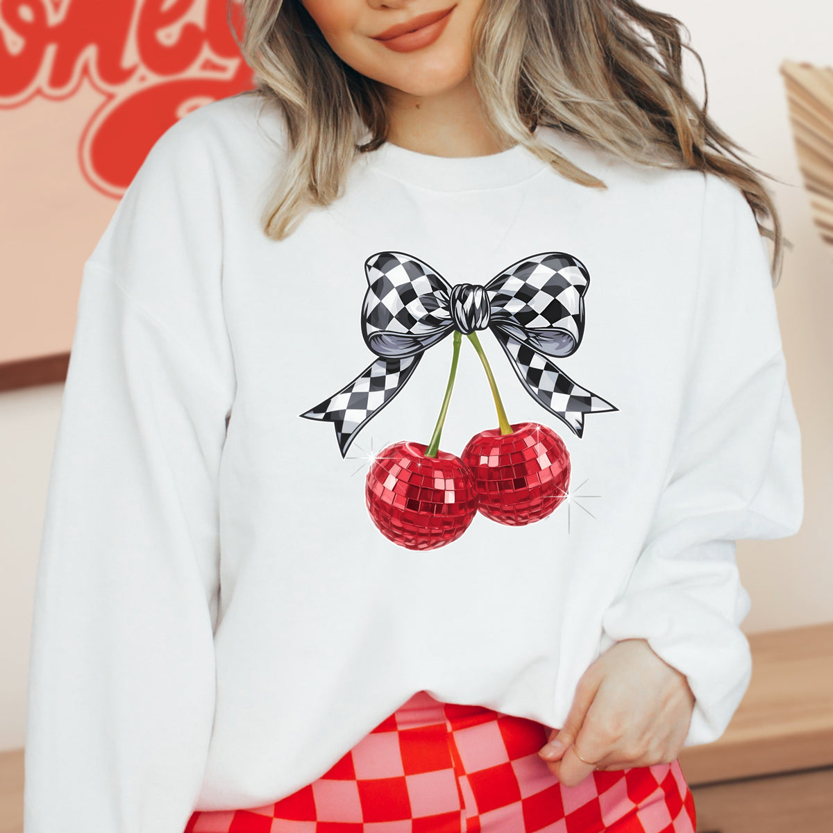 Ribbon Cherry - Adult Crewneck Sweatshirt
