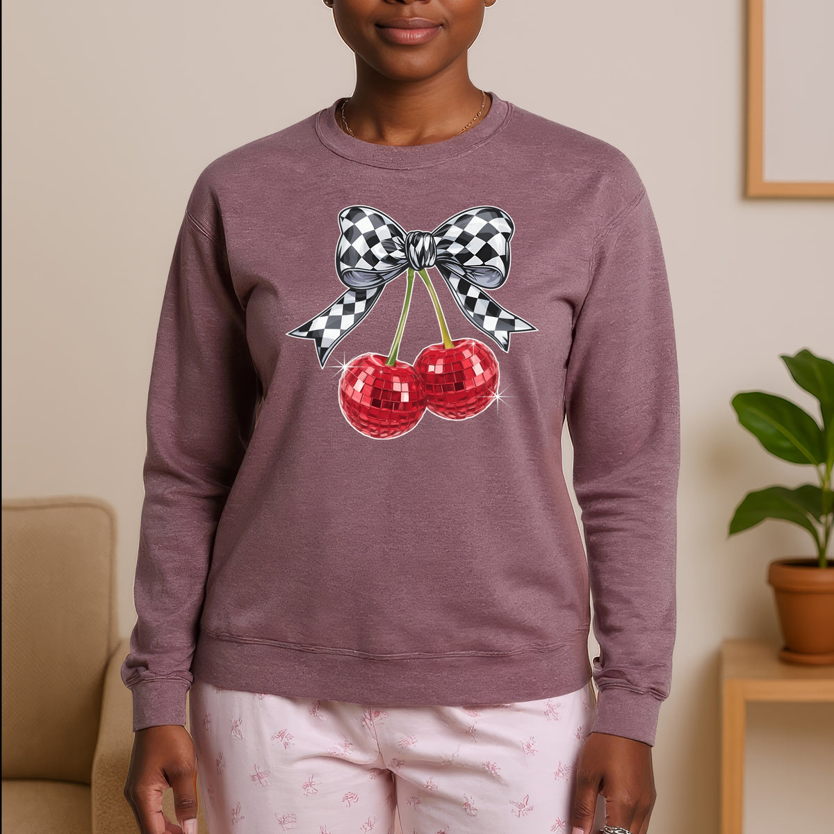 Ribbon Cherry - Adult Crewneck Sweatshirt