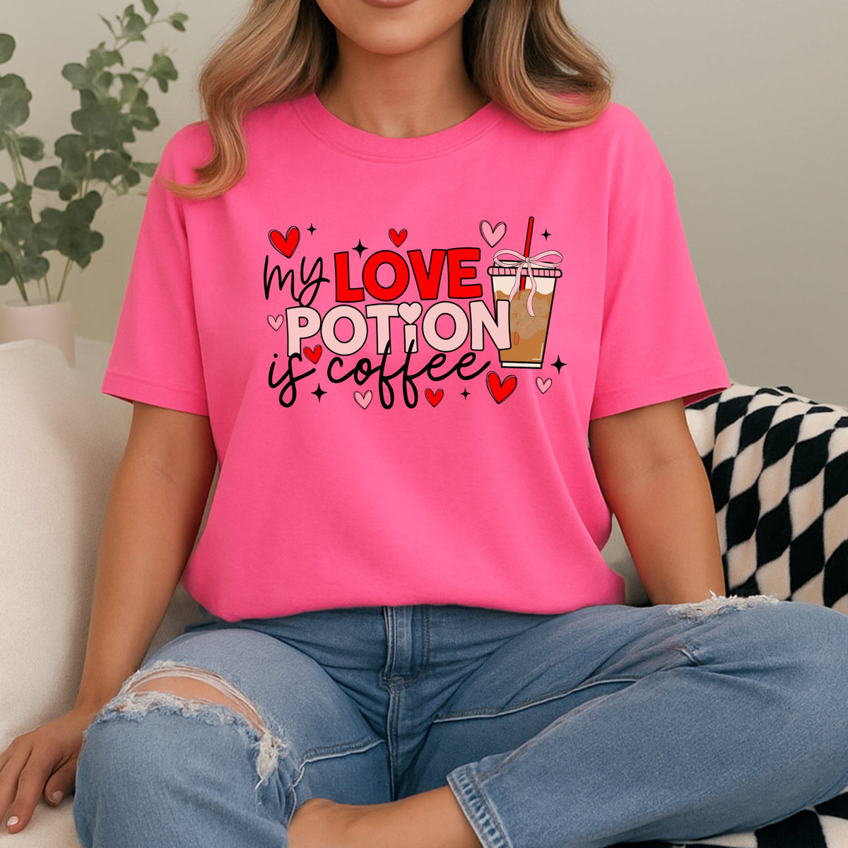 My Love Potion Is Coffee Valentines - Adult Comfort Colors T-Shirt