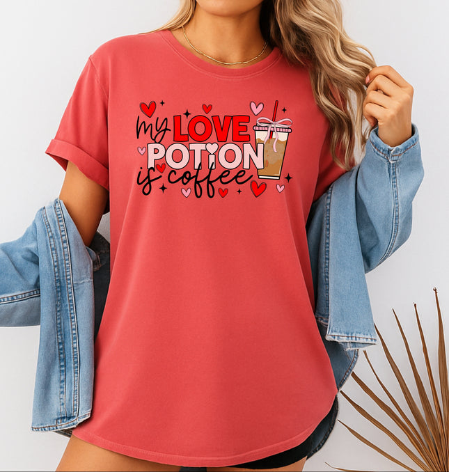 My Love Potion Is Coffee Valentines - Adult Comfort Colors T-Shirt
