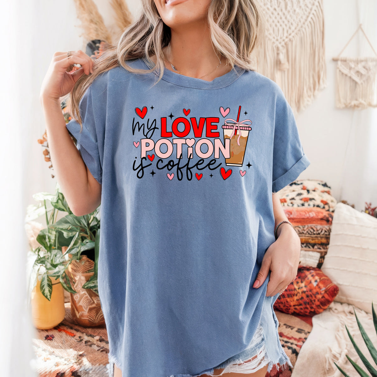 My Love Potion Is Coffee Valentines - Adult Comfort Colors T-Shirt