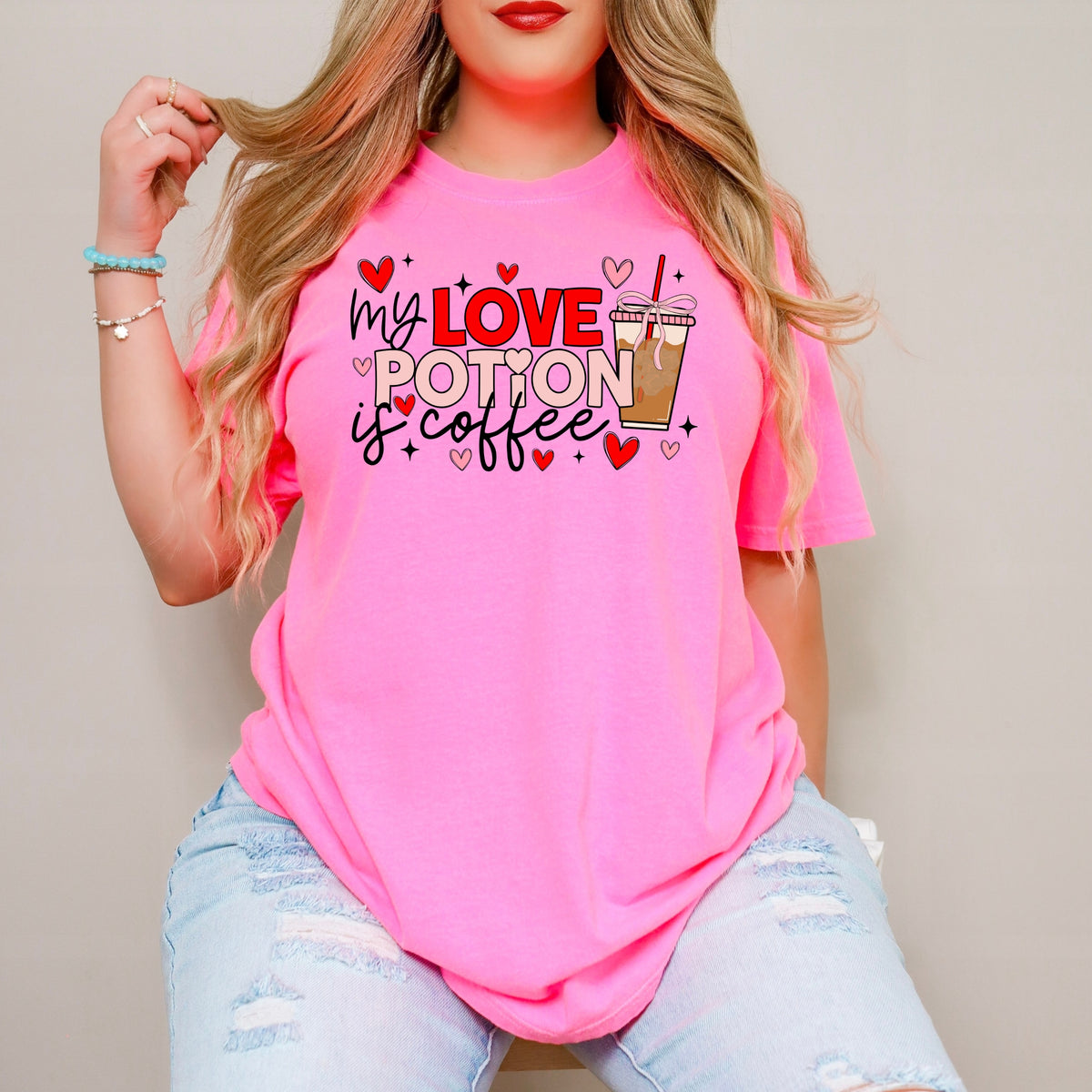 My Love Potion Is Coffee Valentines - Adult Comfort Colors T-Shirt