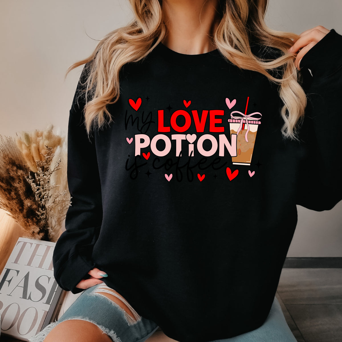 My Love Potion Is Coffee Valentines - Adult Crewneck Sweatshirt