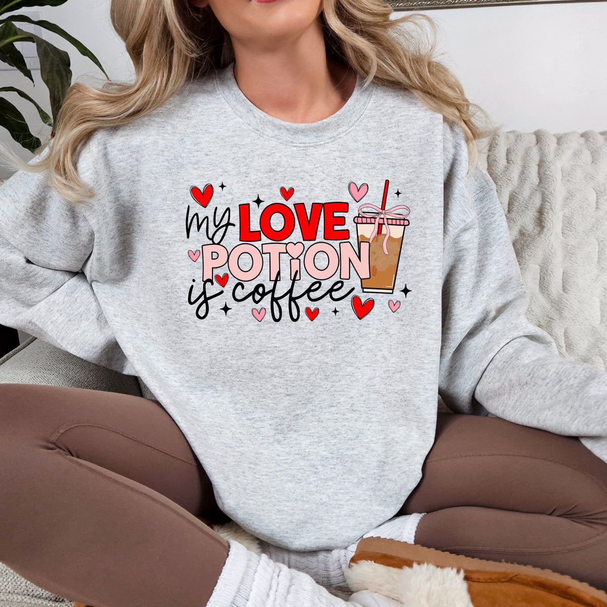 My Love Potion Is Coffee Valentines - Adult Crewneck Sweatshirt
