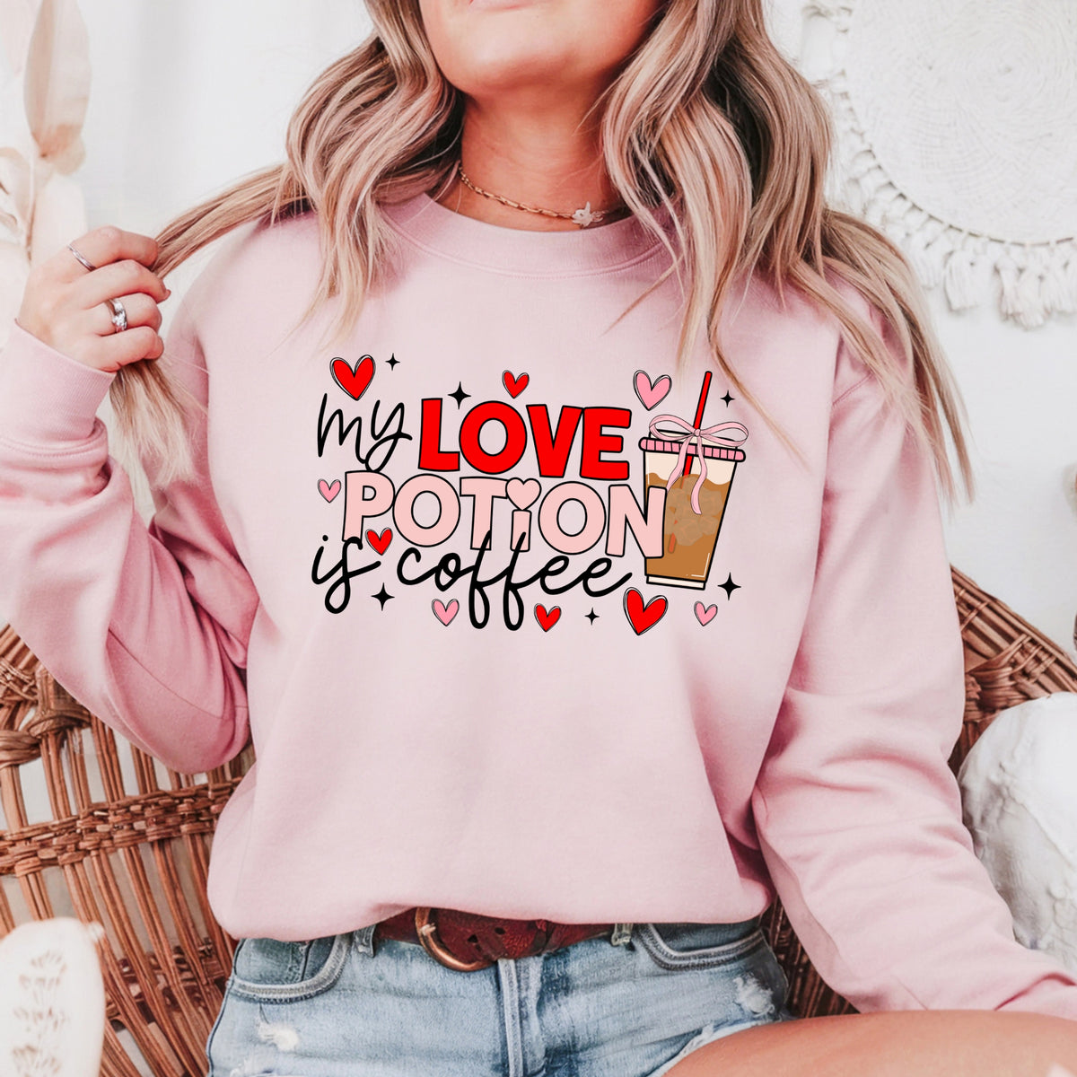 My Love Potion Is Coffee Valentines - Adult Crewneck Sweatshirt
