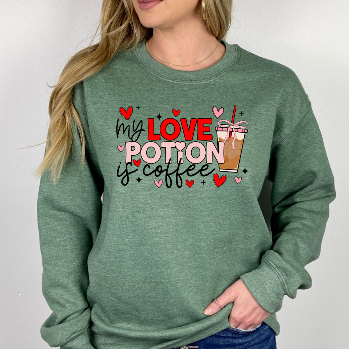 My Love Potion Is Coffee Valentines - Adult Crewneck Sweatshirt