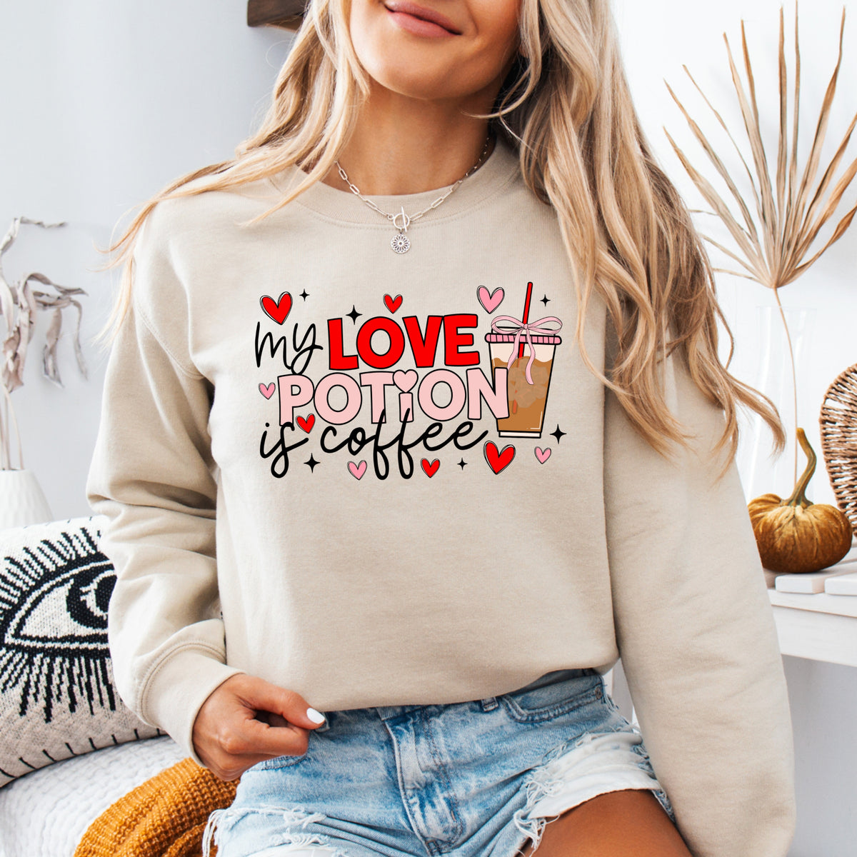 My Love Potion Is Coffee Valentines - Adult Crewneck Sweatshirt