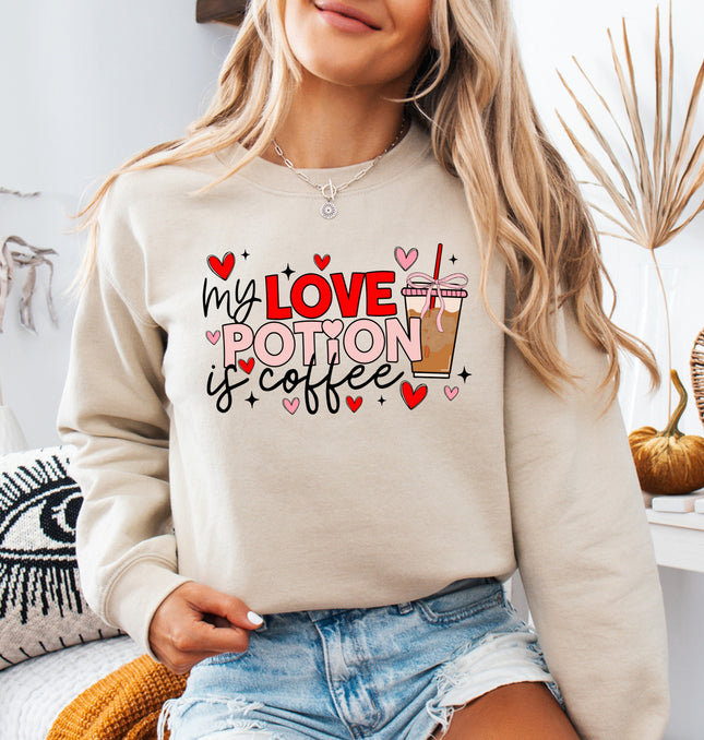 My Love Potion Is Coffee Valentines - Adult Crewneck Sweatshirt