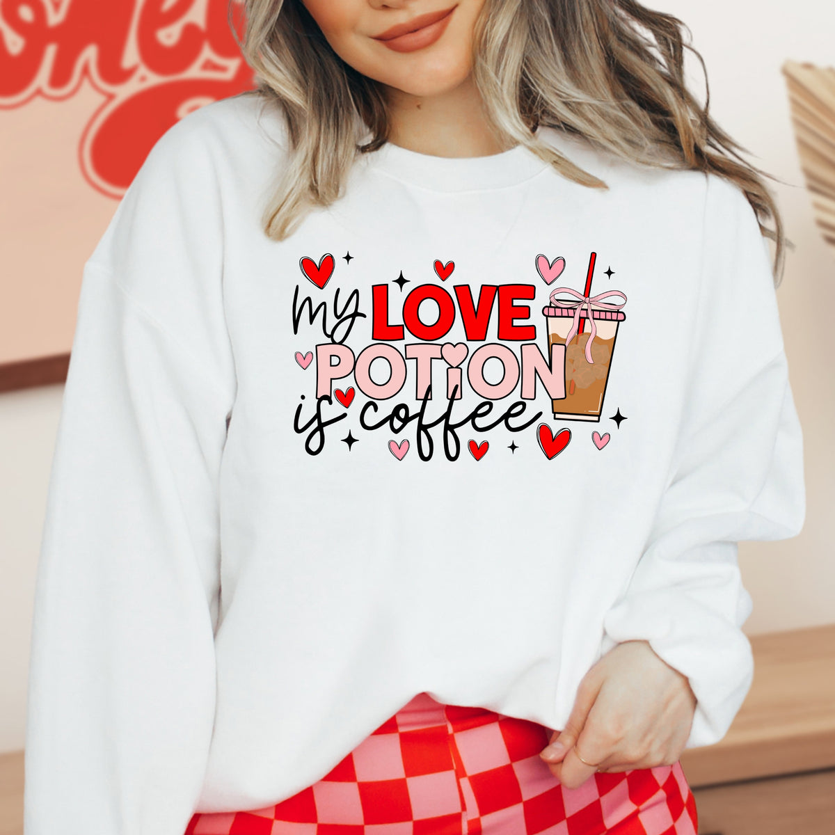 My Love Potion Is Coffee Valentines - Adult Crewneck Sweatshirt