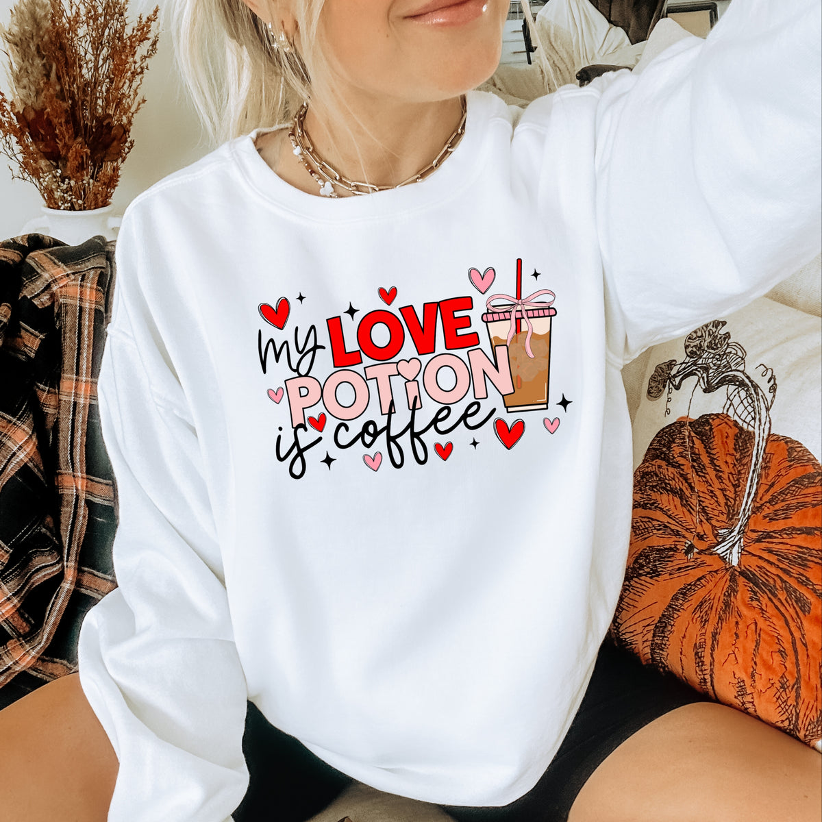 My Love Potion Is Coffee Valentines - Adult Crewneck Sweatshirt