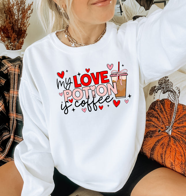 My Love Potion Is Coffee Valentines - Adult Crewneck Sweatshirt