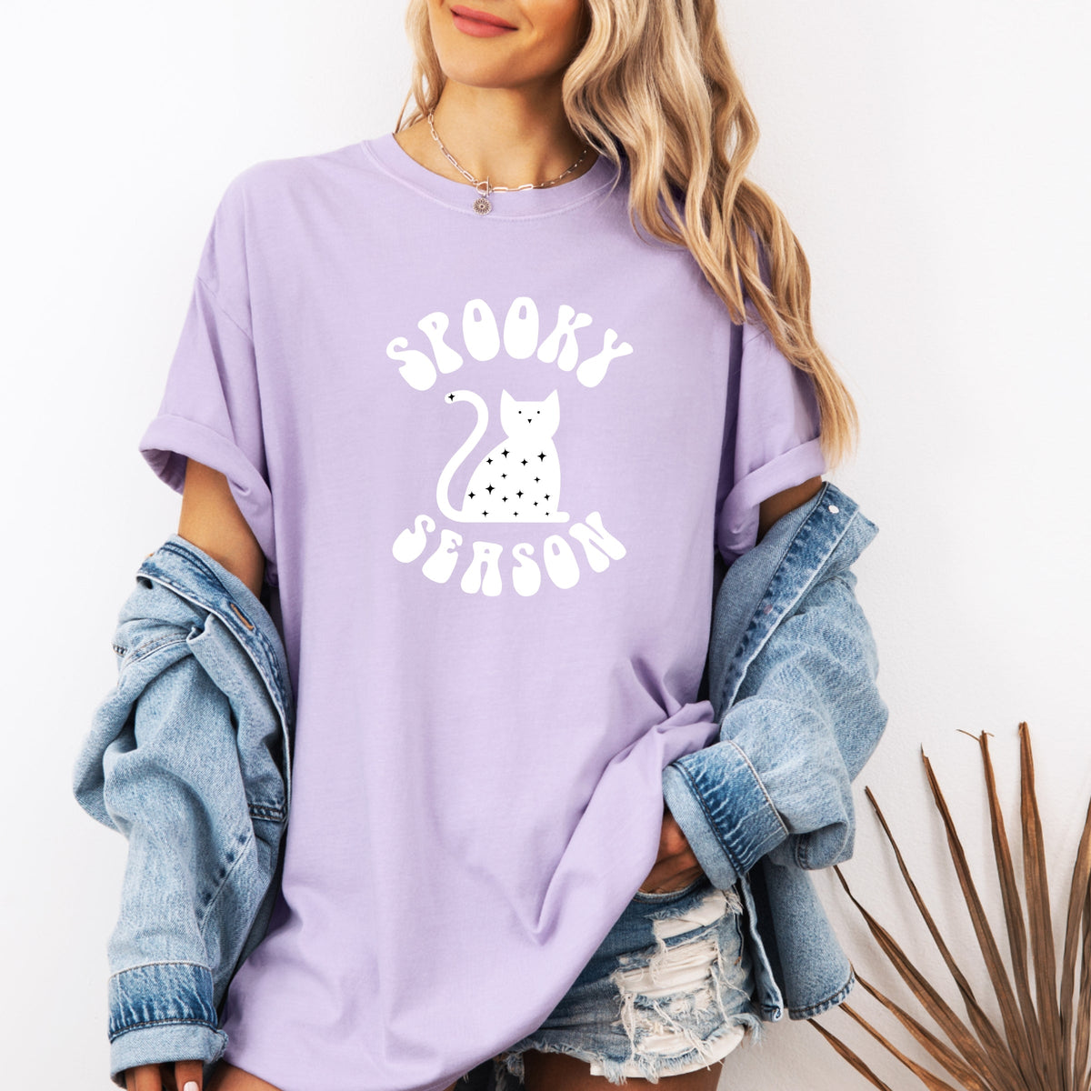 Spooky Cat Season Printed Comfort Colors T-Shirt 