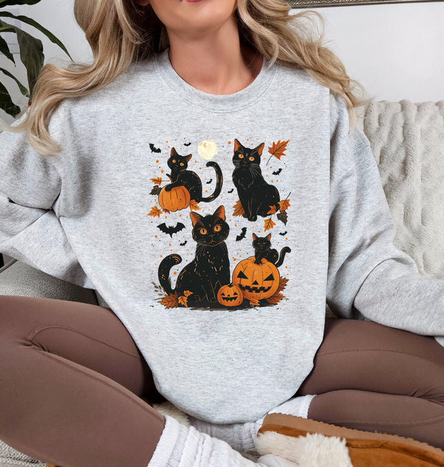 Black Cat Halloween - Adult Crewneck Sweatshirt