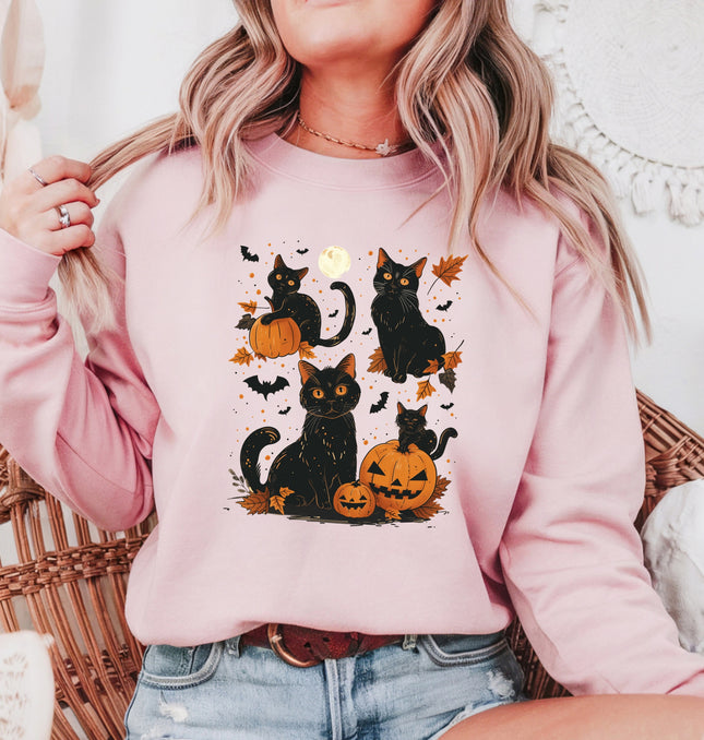 Black Cat Halloween - Adult Crewneck Sweatshirt