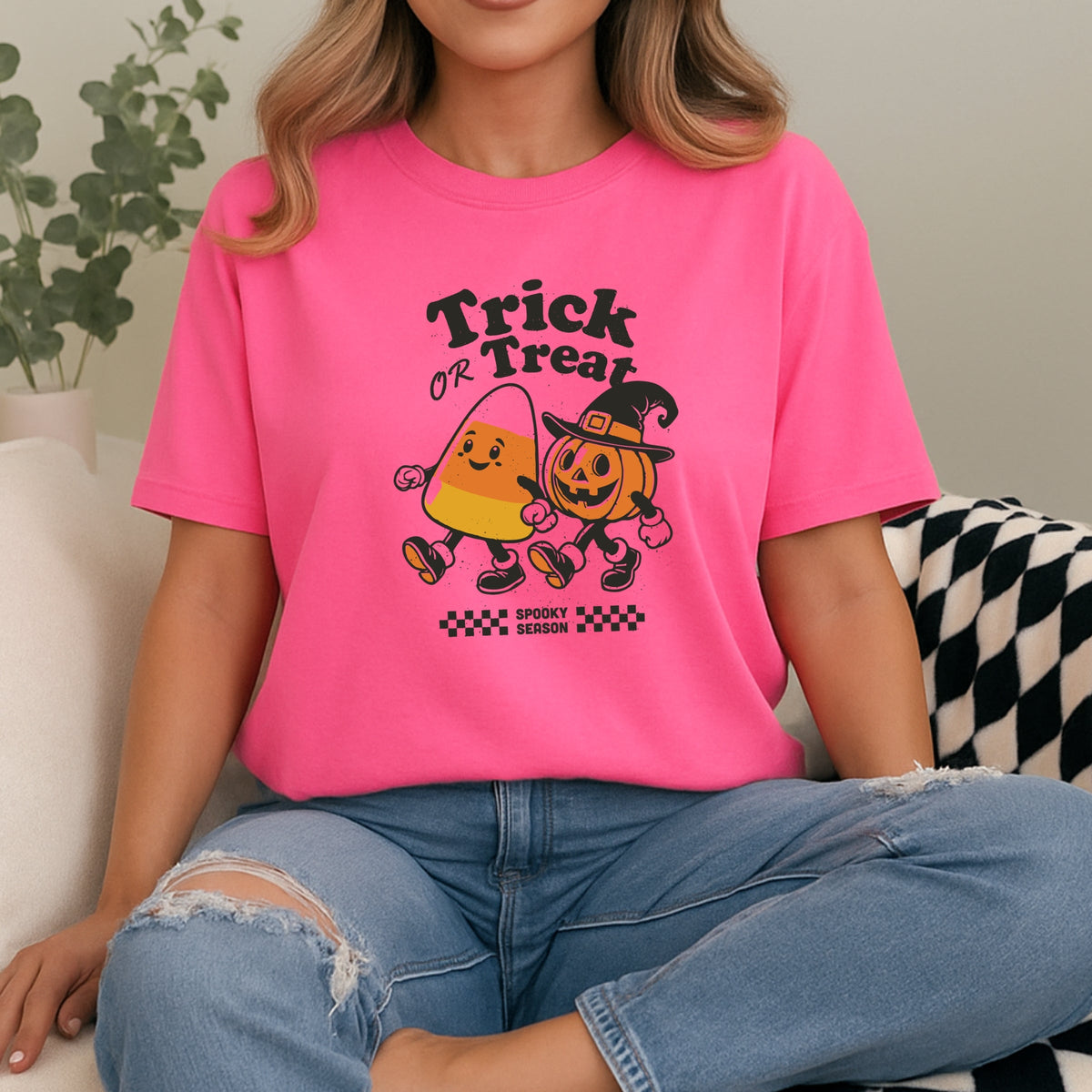 Trick Or Treat Spooky Season Printed Comfort Colors T-Shirt 