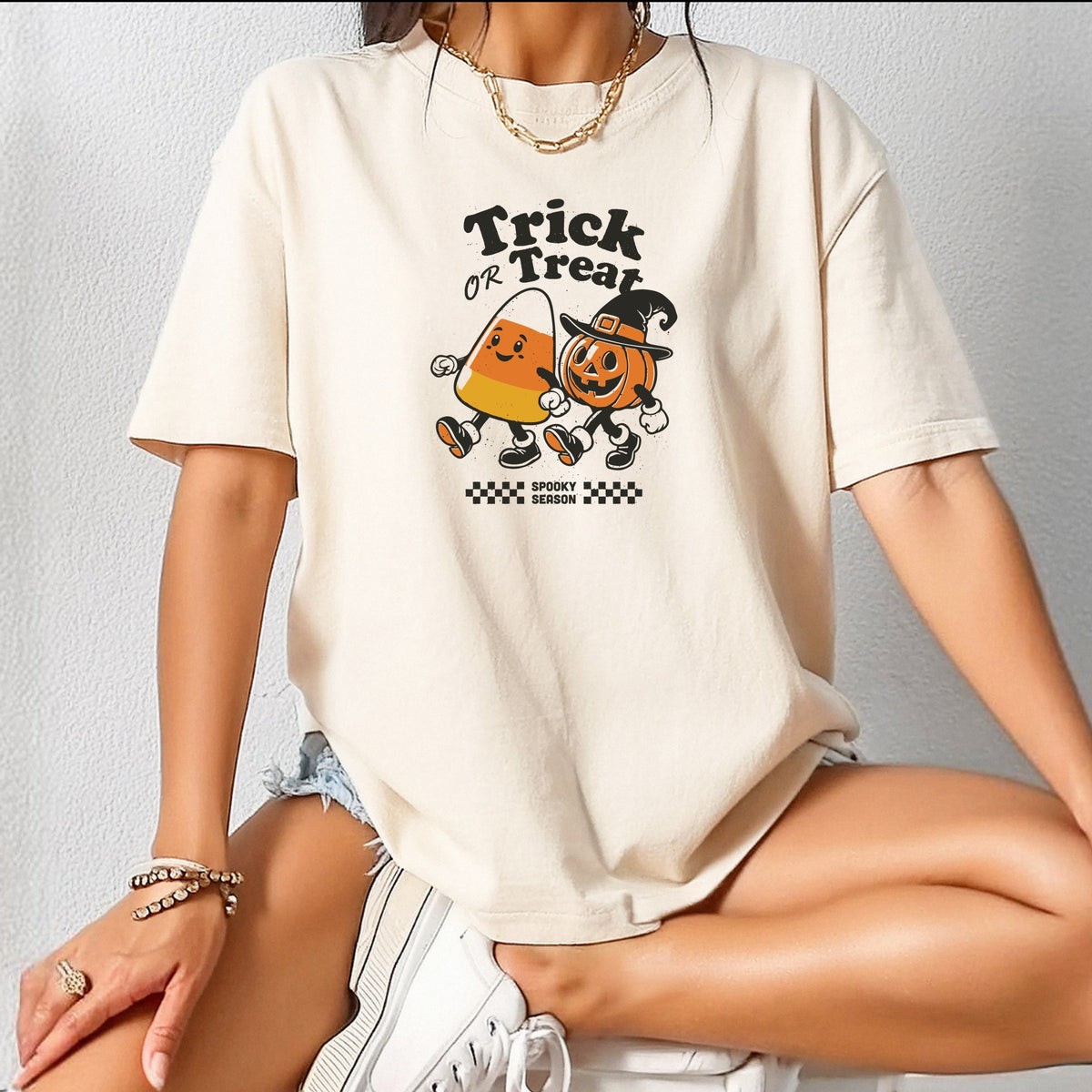Trick Or Treat Spooky Season Printed Comfort Colors T-Shirt 