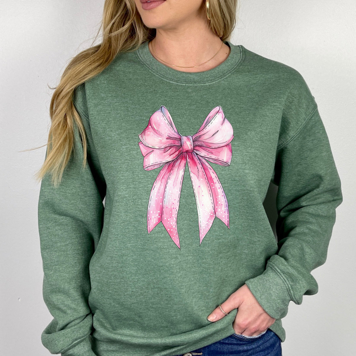 Coquette Pink Bow - Adult Crewneck Sweatshirt