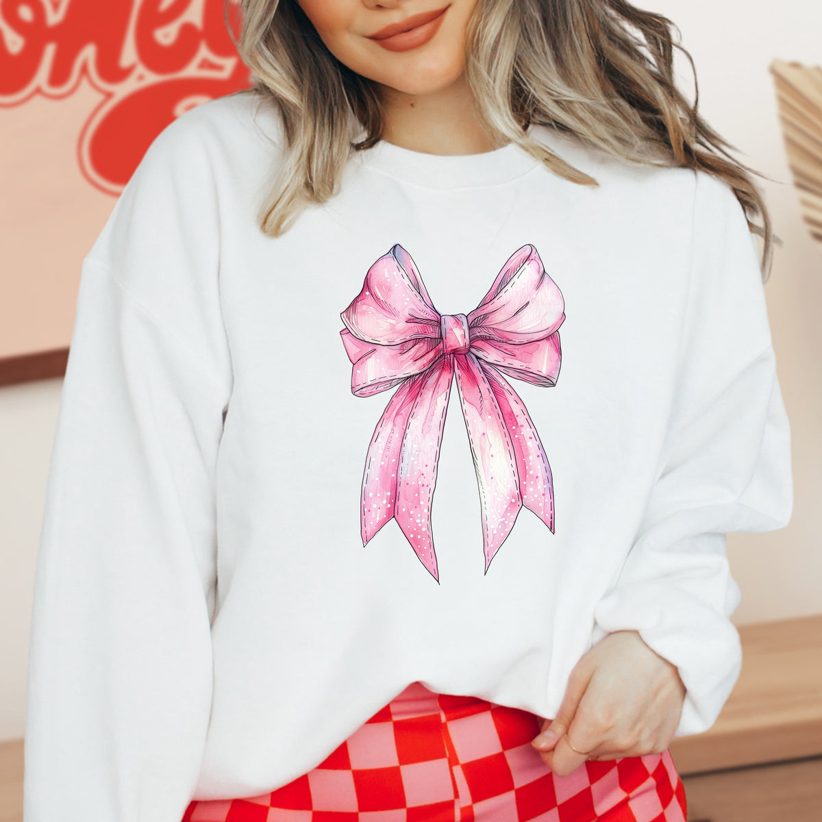 Coquette Pink Bow - Adult Crewneck Sweatshirt