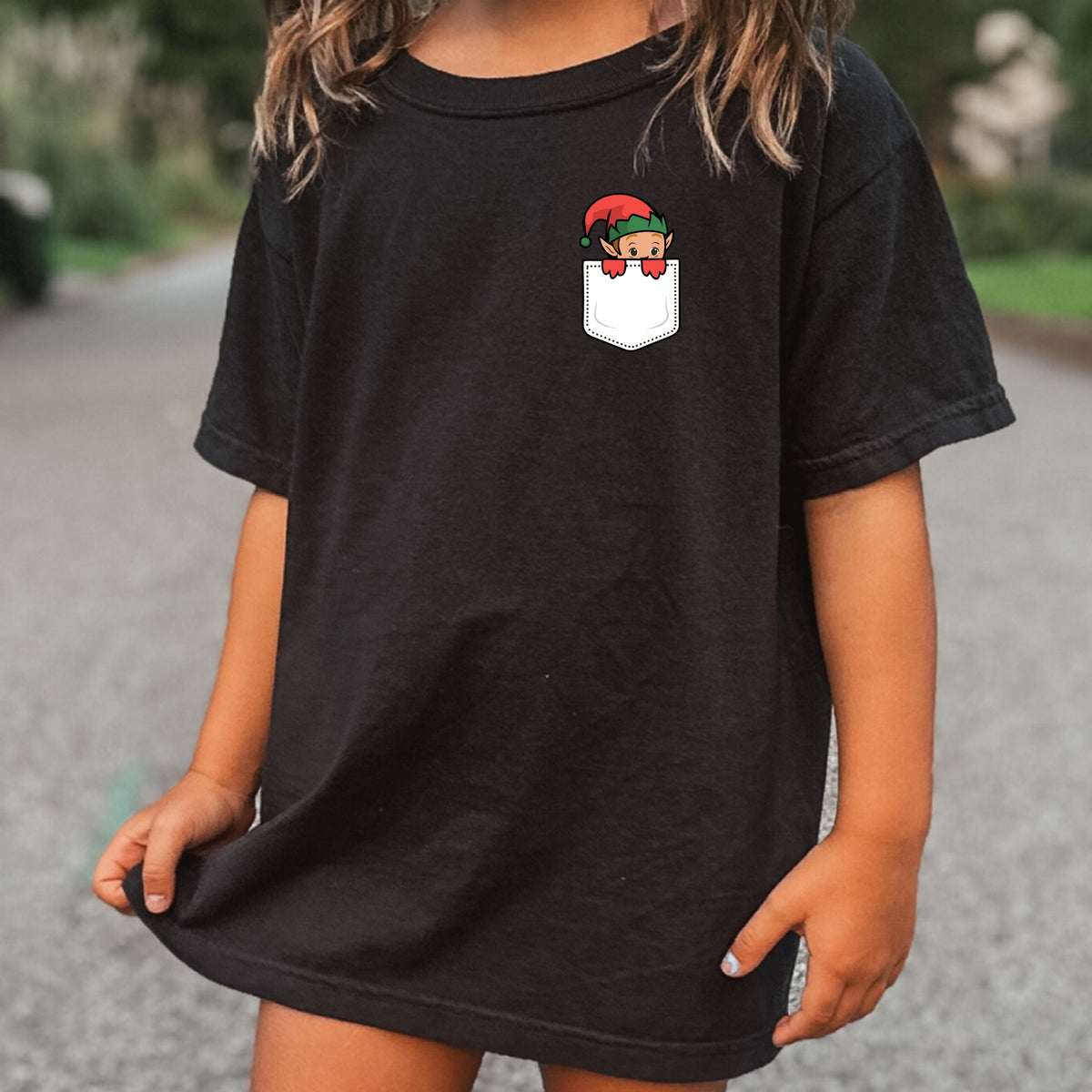 Christmas Elf Pocket Print Kids - Youth Comfort Colors T-Shirt