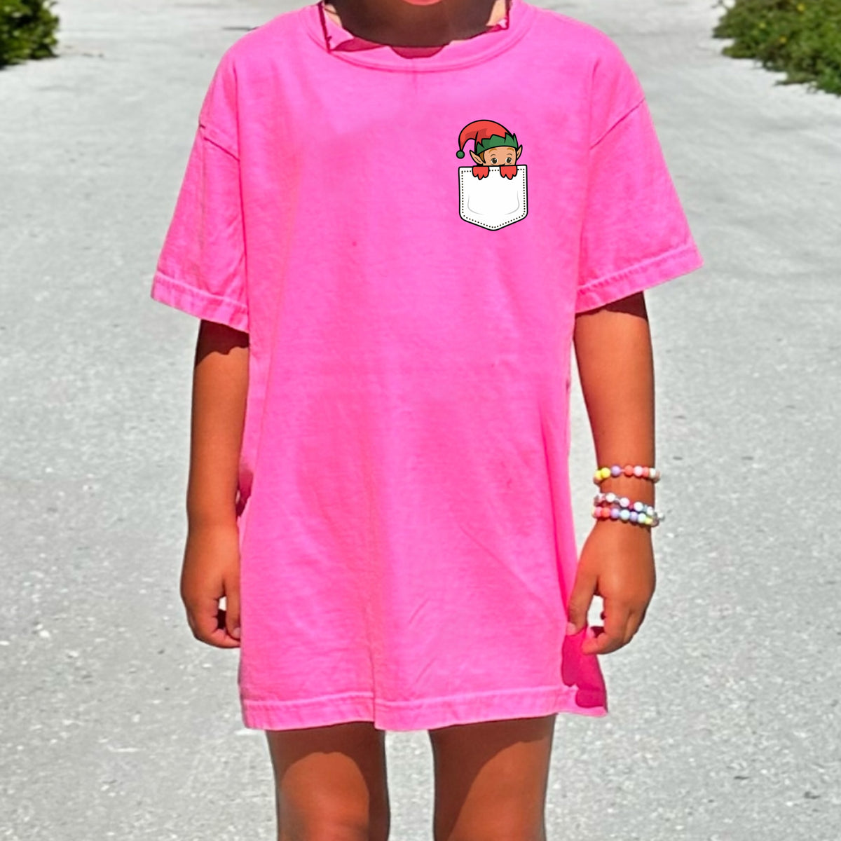 Christmas Elf Pocket Print Kids - Youth Comfort Colors T-Shirt