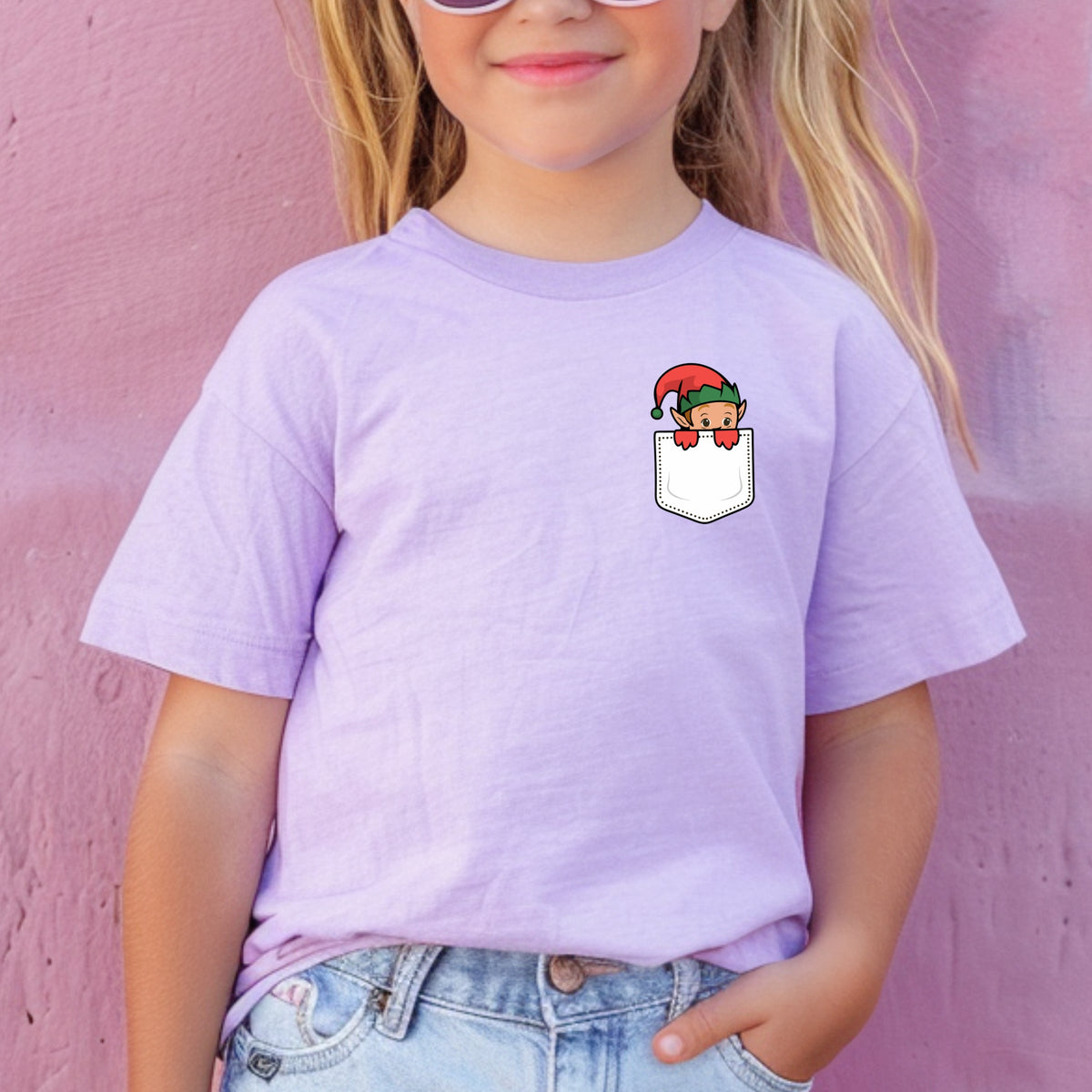 Christmas Elf Pocket Print Kids - Youth Comfort Colors T-Shirt
