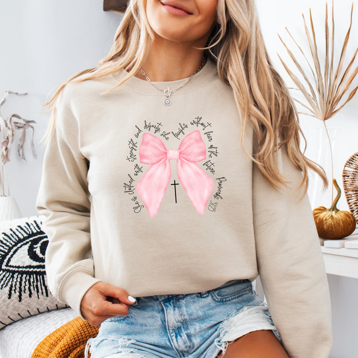 Bow Verse Light Pink - Crewneck Sweatshirt